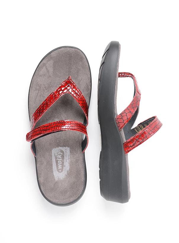 wolky slippers 00200 bassa 67500 rood crocolook lakleer top