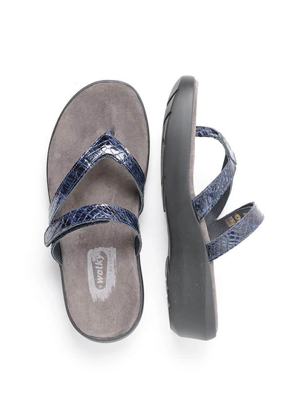 wolky slippers 00200 bassa 67800 blauw crocolook lakleer top