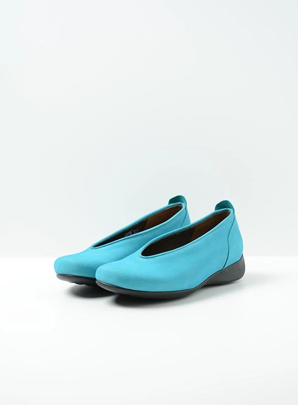 wolky instappers 00359 ballet 11760 turquoise nubuck front