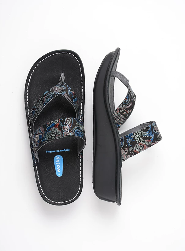wolky slippers 00877 martinique 68080 zwart blauw suede top