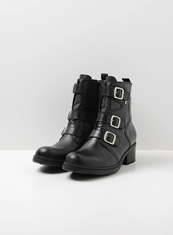 wolky biker boots 01268 canmore 37000 zwart leer front
