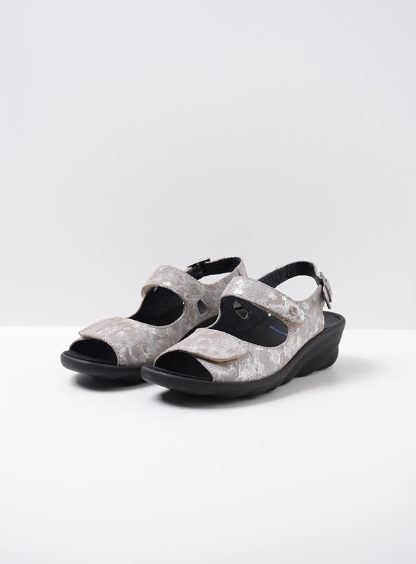 wolky sandalen 03125 scala 48150 taupe geprint suede front