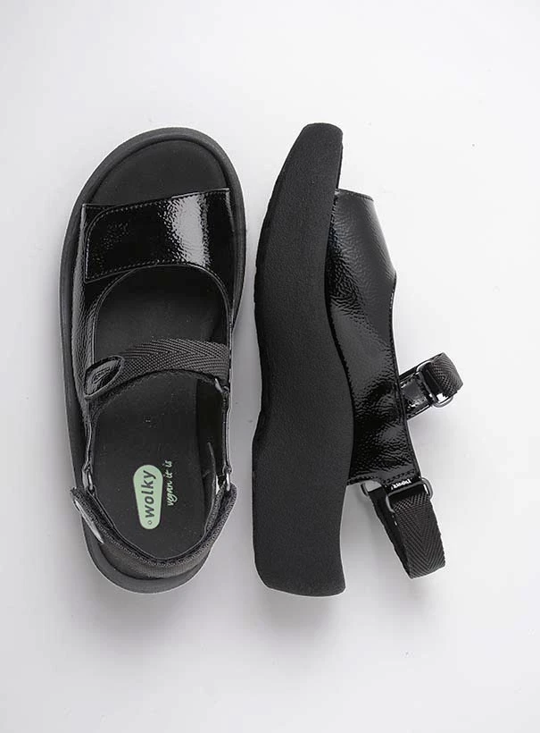 wolky sandalen 03224 jewel vegan 96000 zwart lak top
