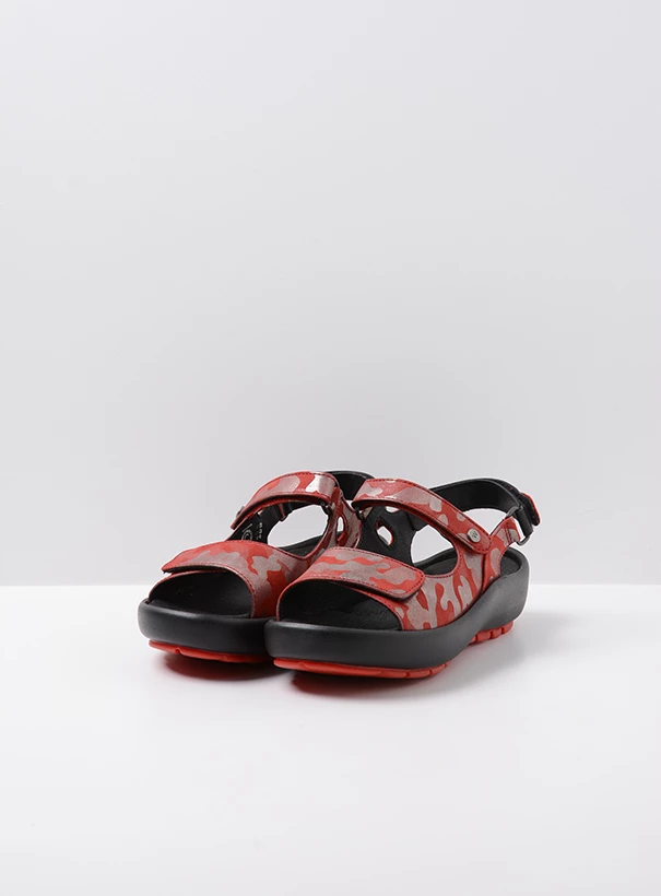 wolky sandalen 03333 barsilia 14500 rood camouflage nubuck front