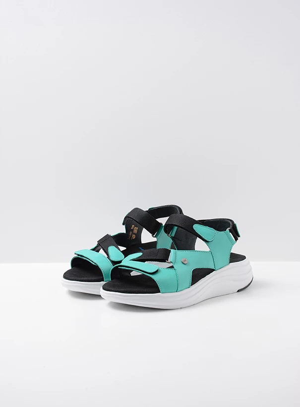 wolky sandalen 05650 cirro 30760 turquoise leer front