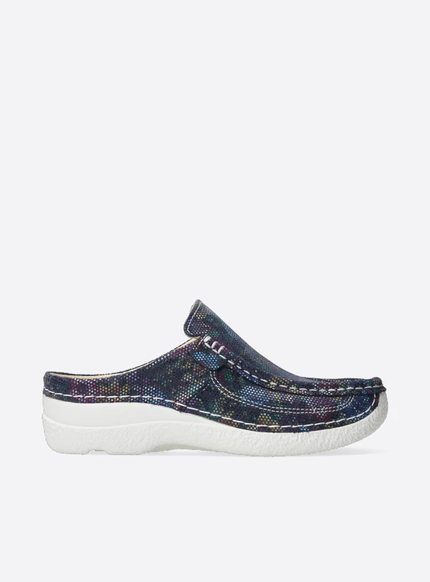 wolky extra comfort 06202 roll slide 45870 blauw flower suede